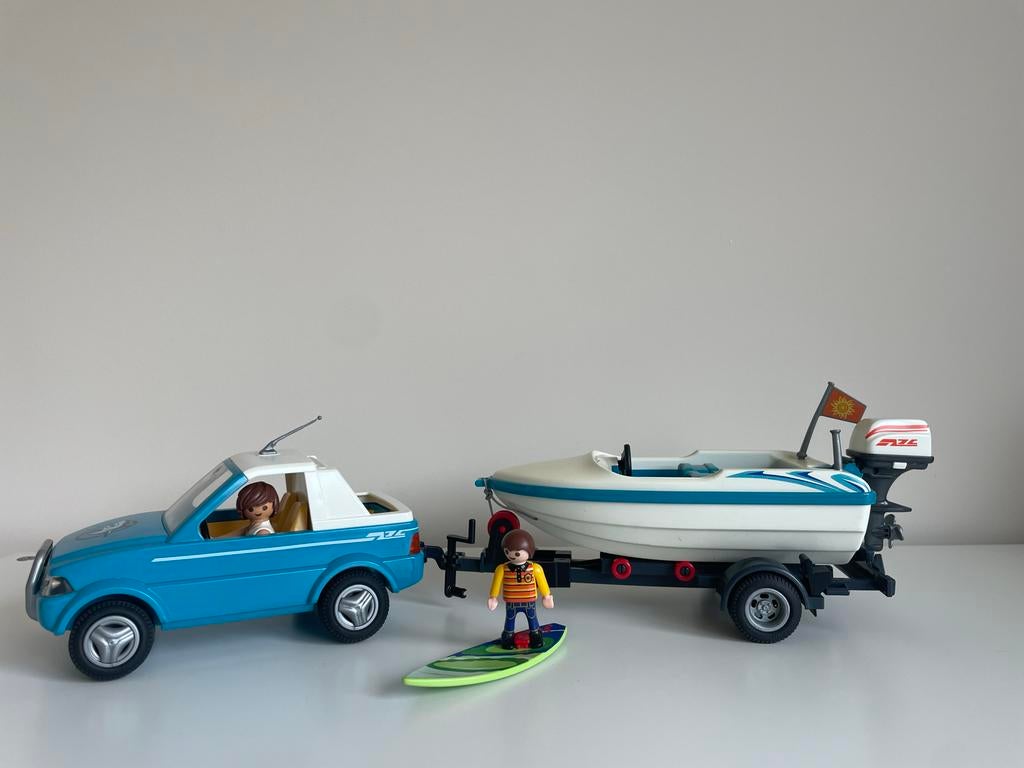 Playmobil auto met boot en trailer, Ophalen, Zo goed als nieuw, Complete set