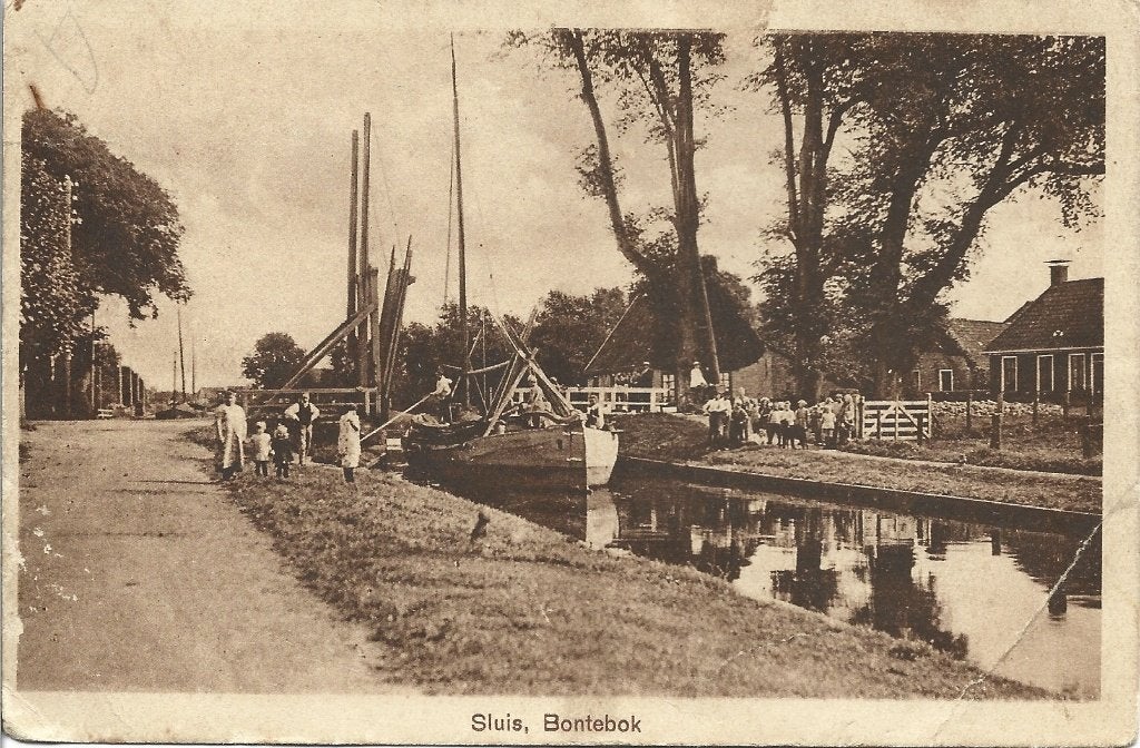 Bontebok-Gorredijk * Sluis 1930-volk-schip-Binnenvaart-oud, Ophalen of Verzenden, 1920 tot 1940, Gelopen, Friesland