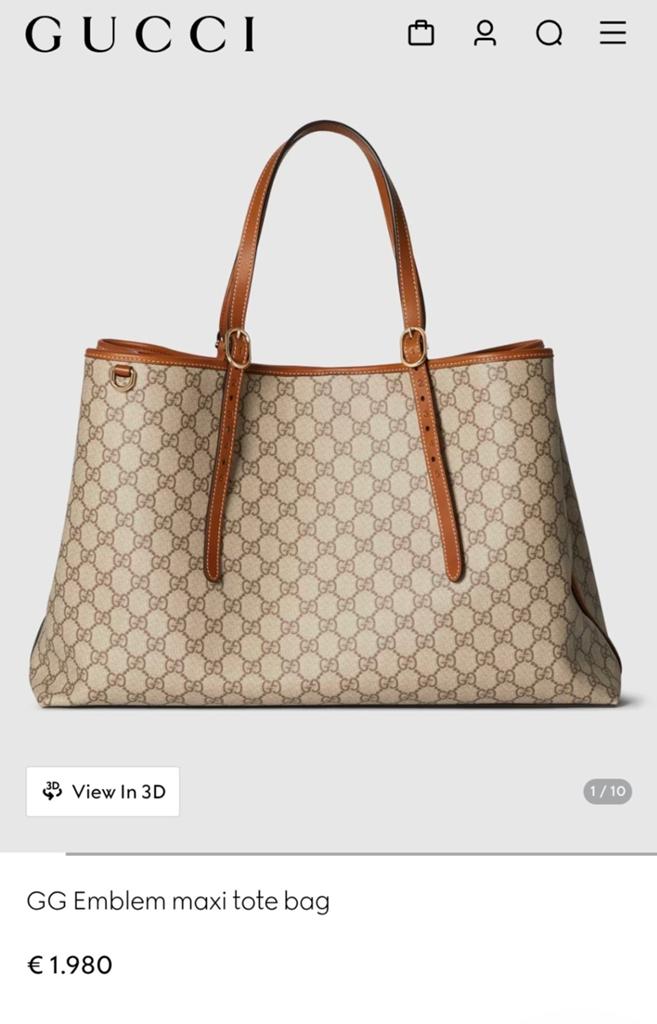 Nieuwe GG gucci Emblem Maxi Tote Bag - Ongebruikt, Ophalen of Verzenden, Nieuw, Beige, Shopper