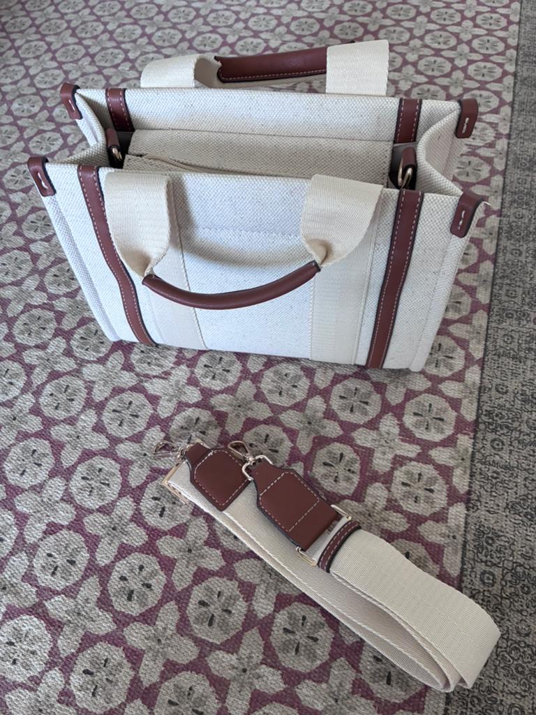 Tote bag stof, Sieraden, Tassen en Uiterlijk, Tassen | Damestassen, Ophalen of Verzenden, Nieuw, Beige, Handtas
