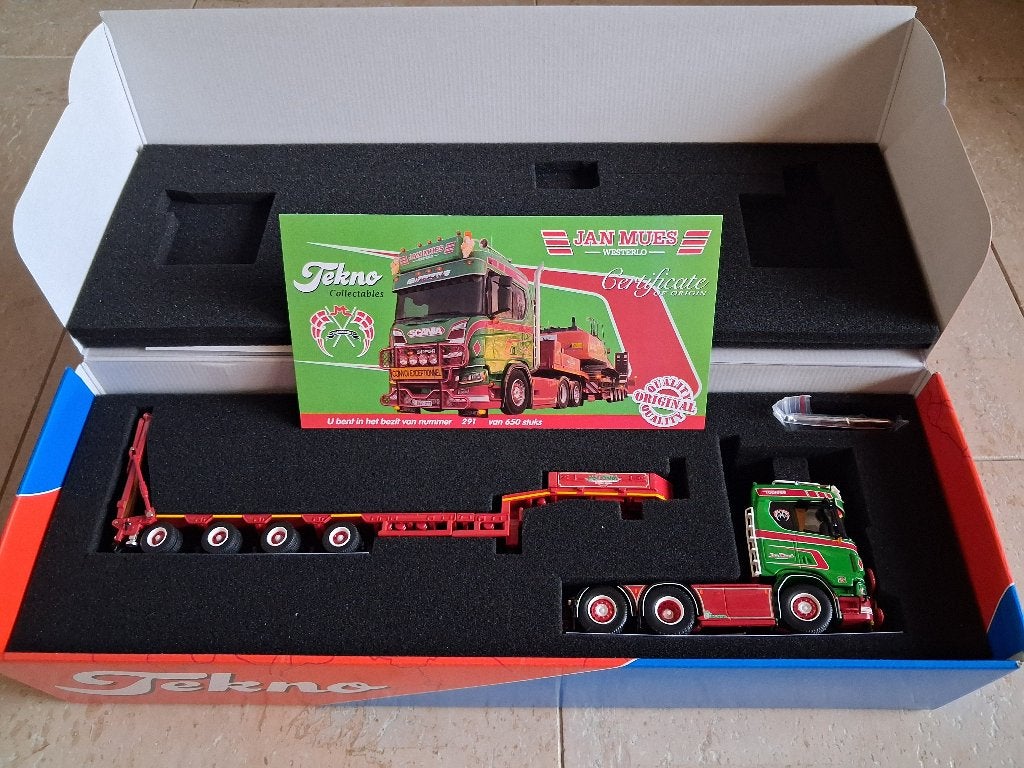 Tekno Jan Mues Scania Next Gen met bullbar, Hobby en Vrije tijd, Modelauto's | 1:50, Ophalen of Verzenden, Nieuw, Bus of Vrachtwagen