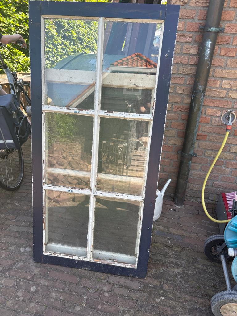 Grote partij 30 + diverse hardhouten kozijnen met enkel glas, Ophalen, Gevelraam of Ruit, Gebruikt, 80 tot 120 cm