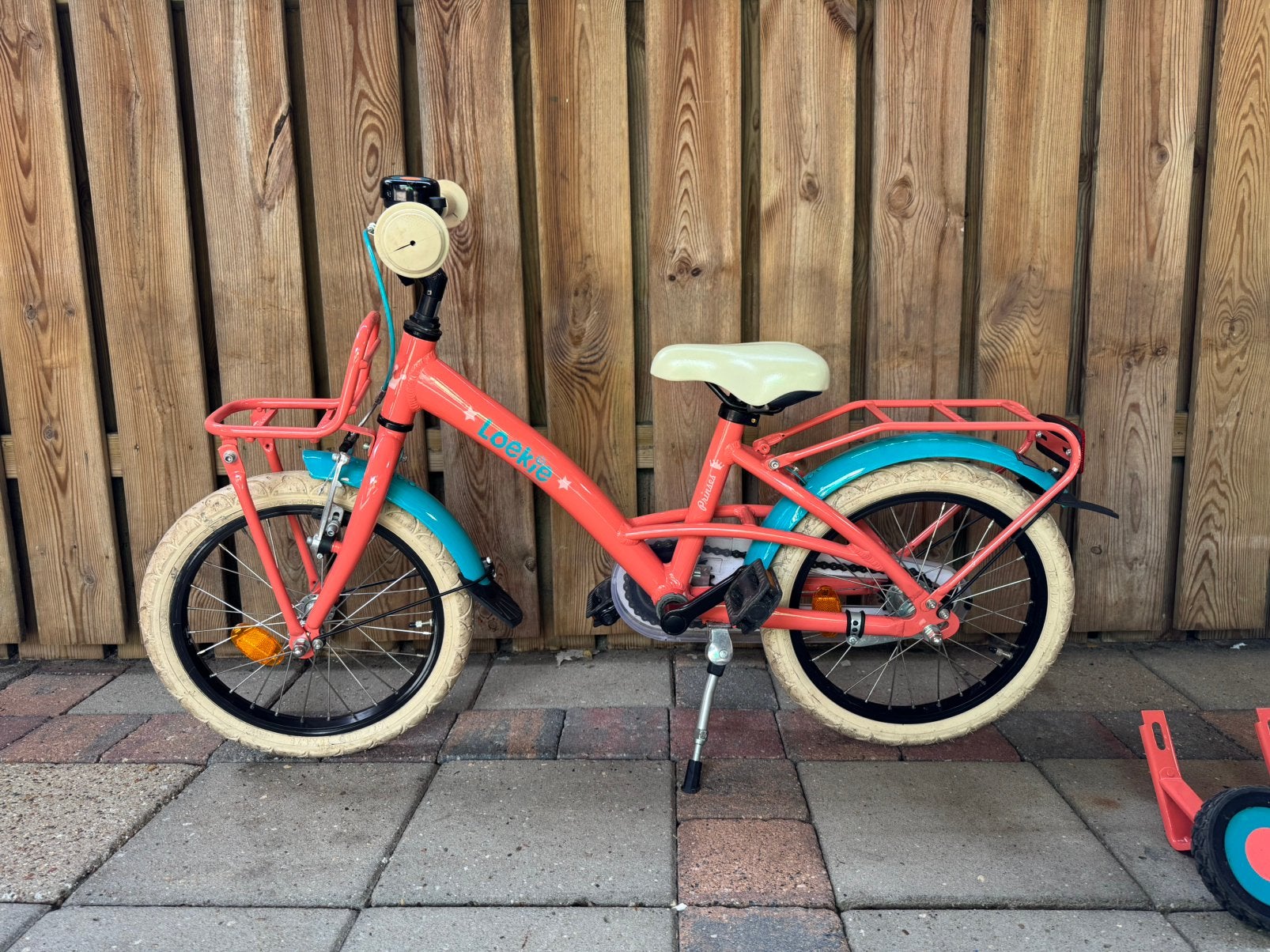 Loekie Prinses 16 inch roze turquoise, Fietsen en Brommers, Ophalen, Terugtraprem, Gebruikt, Handrem