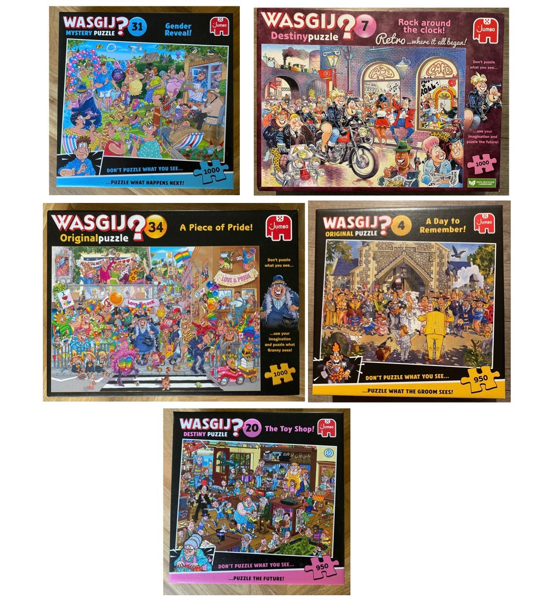 Puzzels 5 wasgij?, Ophalen, 500 t/m 1500 stukjes, Zo goed als nieuw
