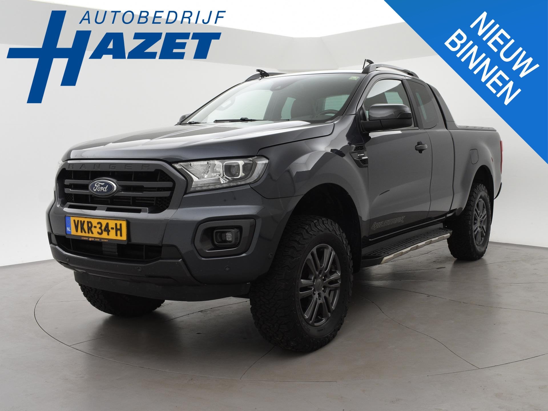 Ford Ranger 2.0 214 PK 4WD 214 PK AUT. WILDTRAK SUPERC + ADA, Auto's, Gebruikt, 4 cilinders, Leder en Stof, Zwart