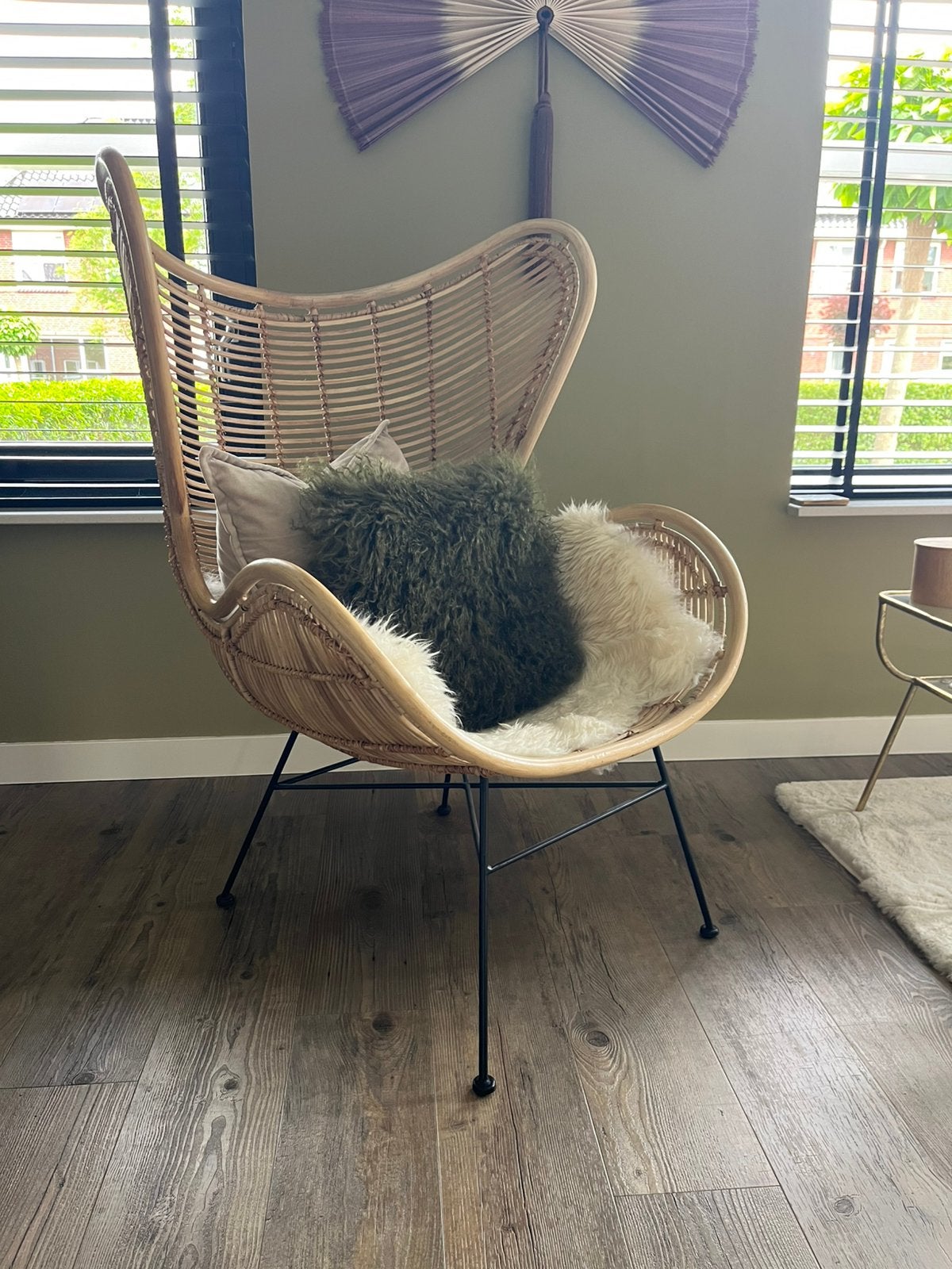 HKliving Bohemian Egg chair Rotan stoel, Huis en Inrichting, Stoelen, Ophalen, Overige kleuren, Riet of Rotan, Zo goed als nieuw