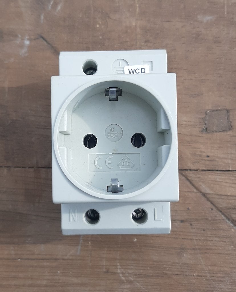 Geyer EL216D Contactdoos 2 Polig + RA voor Din Rail Montage, Doe-het-zelf en Verbouw, Elektra en Kabels, Ophalen, Zo goed als nieuw