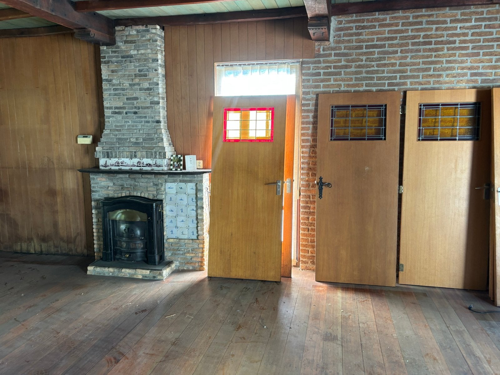 Diverse 70s deuren met glas-in-lood en dichte panelen, Ophalen, Gebruikt, 80 tot 100 cm, Binnendeur