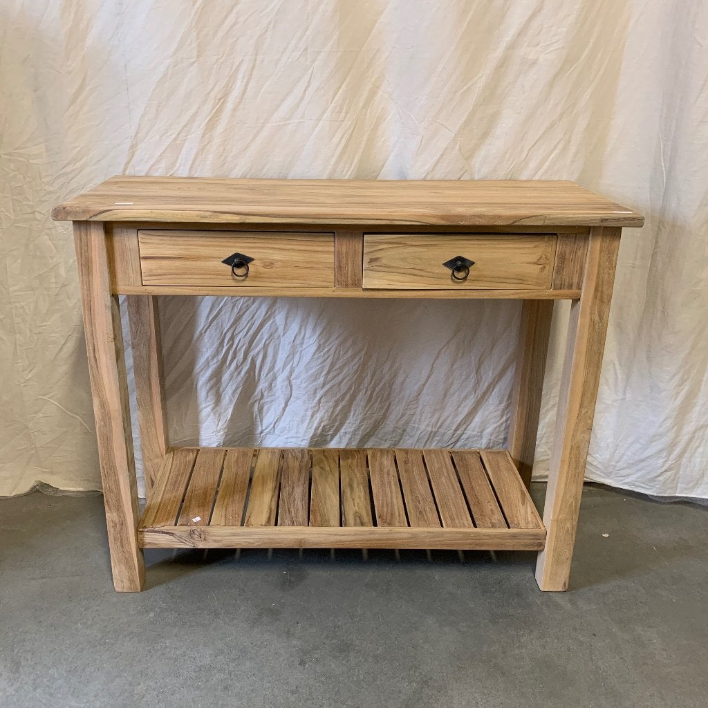 houten sidetable teak 100 x 40 cm - 2 lades - Gratis bezorgd, TTM Wonen, Meubels – (Perzische) Tapijten en Woonaccessoires, 100 tot 150 cm
