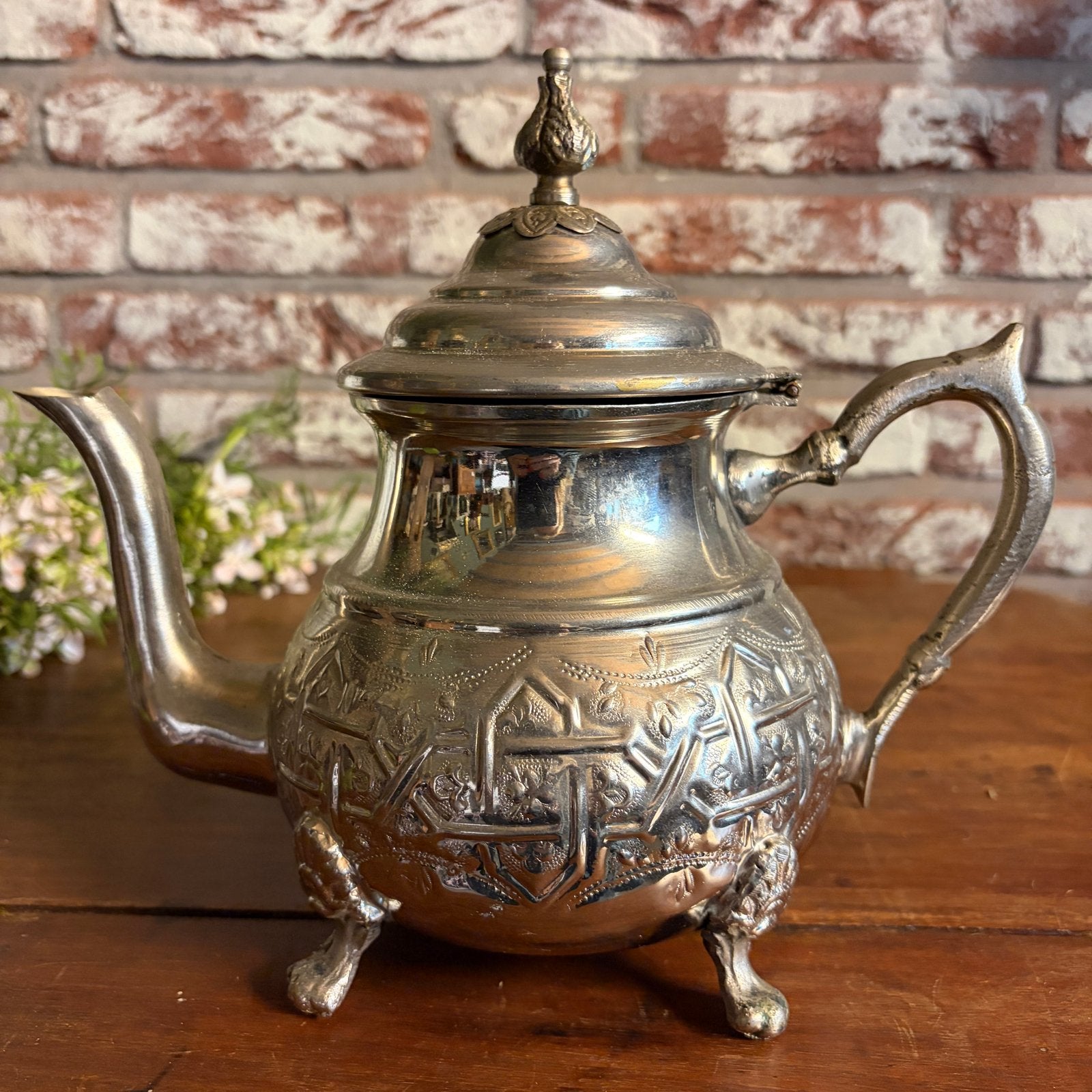 Vintage Marokkaanse theepot - Zilverkleurig, Ophalen of Verzenden
