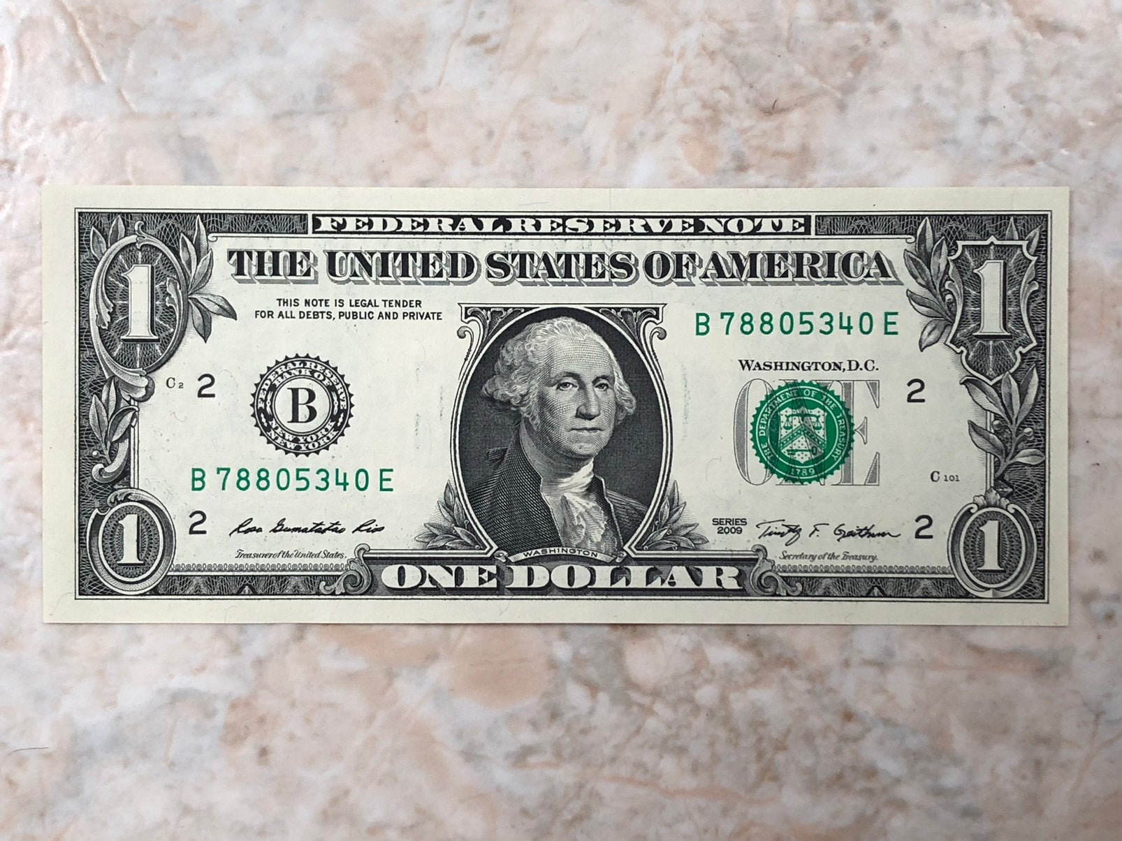 1 dollar 2009, USA, Verzenden, Noord-Amerika, Los biljet