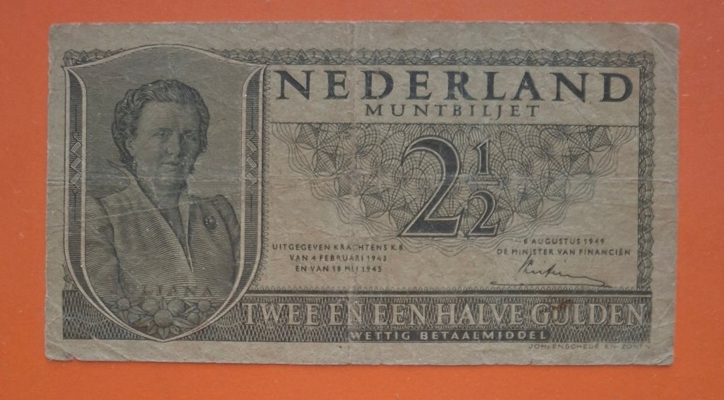 Muntbiljet 2,5 gulden 1949, met 3 letters, cat. PL17.b, Verzenden, 2½ gulden, Los biljet