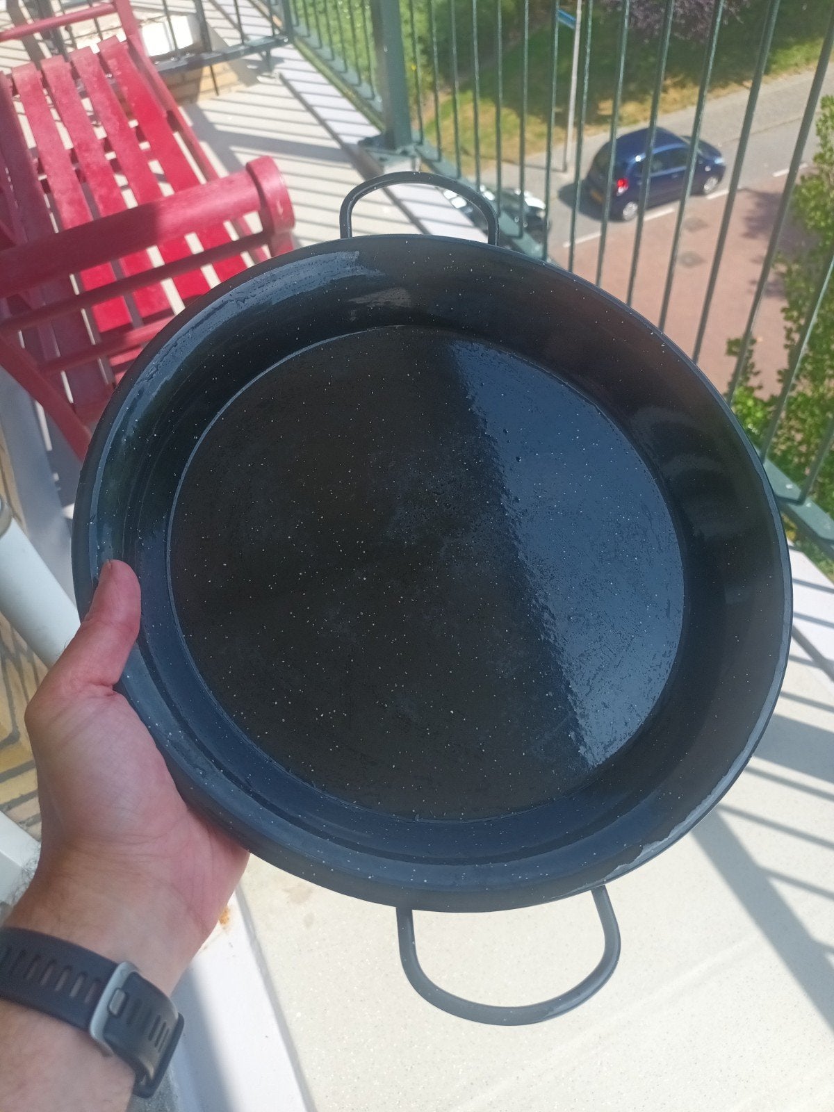 Zwarte paella pan met handvatten, Ophalen, Overige typen, Overige merken, Met handvatten