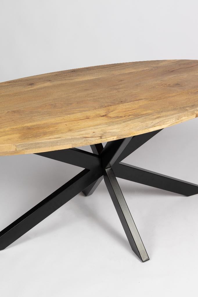 Ovale eettafel - 190 cm - Naturel - Mangohout, Overige materialen, 100 tot 150 cm, Nieuw, Ophalen of Verzenden