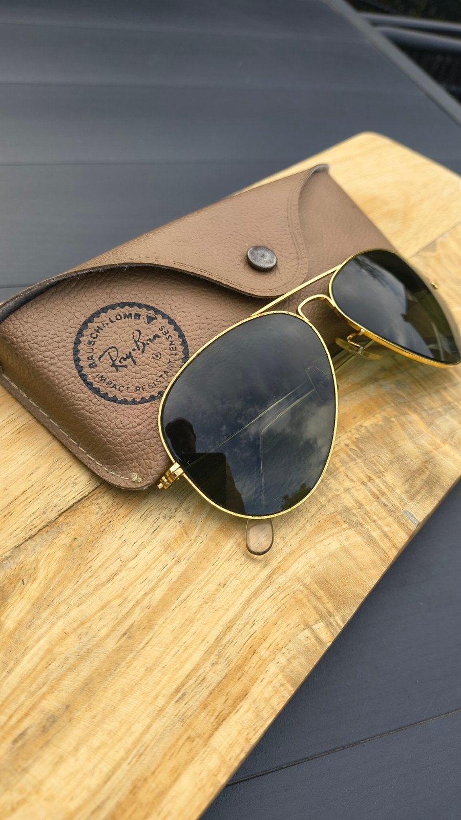 Vintage Ray-Ban B&L USA Aviator 58-14 BL Etched Goudkleurig, Sieraden, Tassen en Uiterlijk, Gebruikt, Ophalen of Verzenden, Nvt