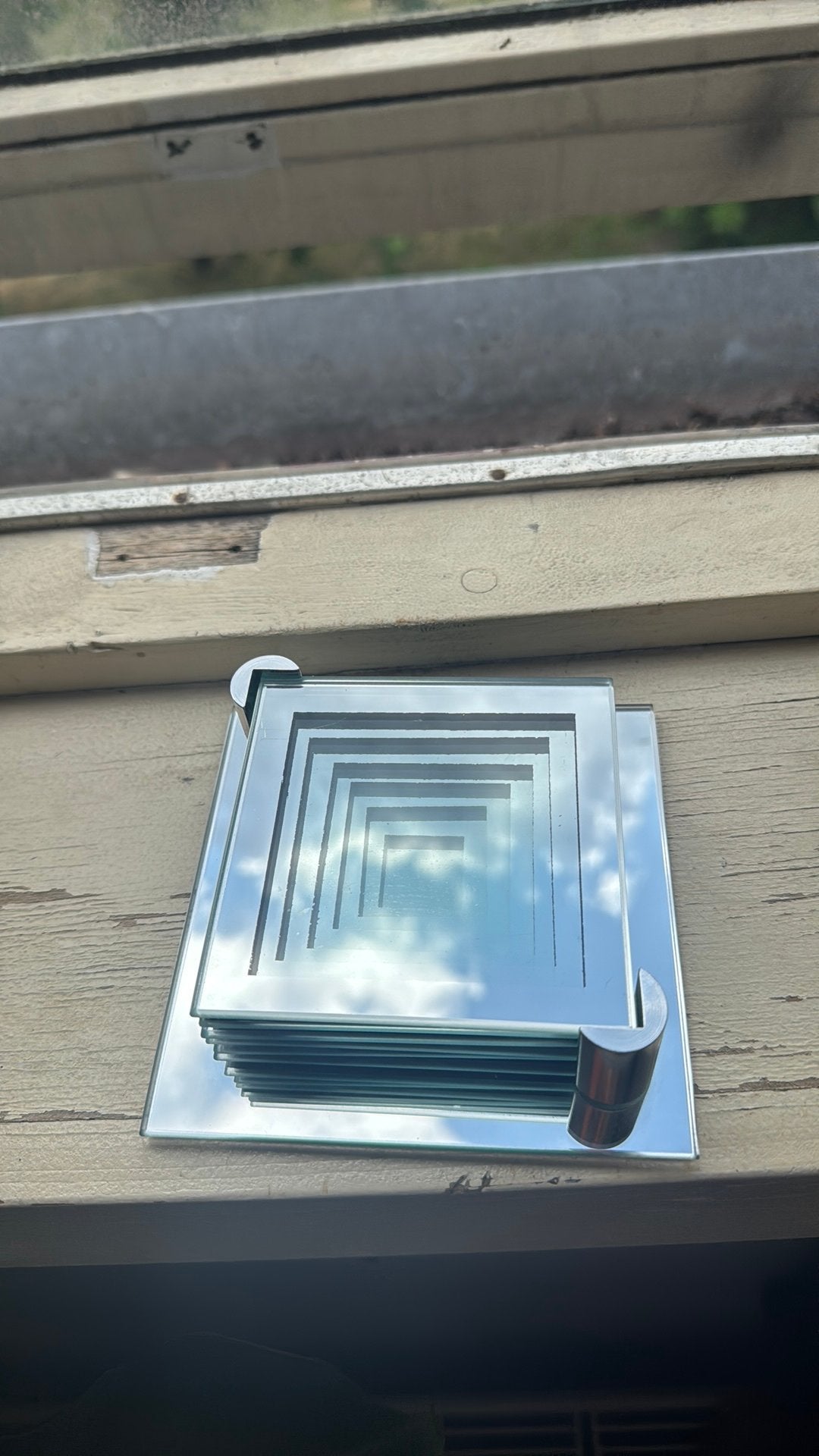 Vintage spiegelglas onderzetters, Ophalen of Verzenden, Zo goed als nieuw, Minder dan 80 cm