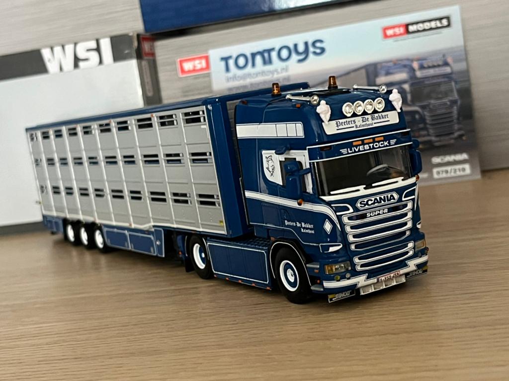 WSI Scania R Peeters-De Bakker, Hobby en Vrije tijd, Modelauto's | 1:50, Ophalen of Verzenden, Zo goed als nieuw, Bus of Vrachtwagen