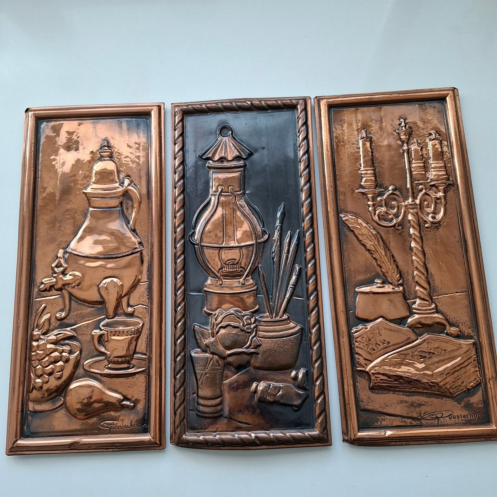 Set van 3 plaquettes, reliëf wanddecoraties, Ophalen of Verzenden