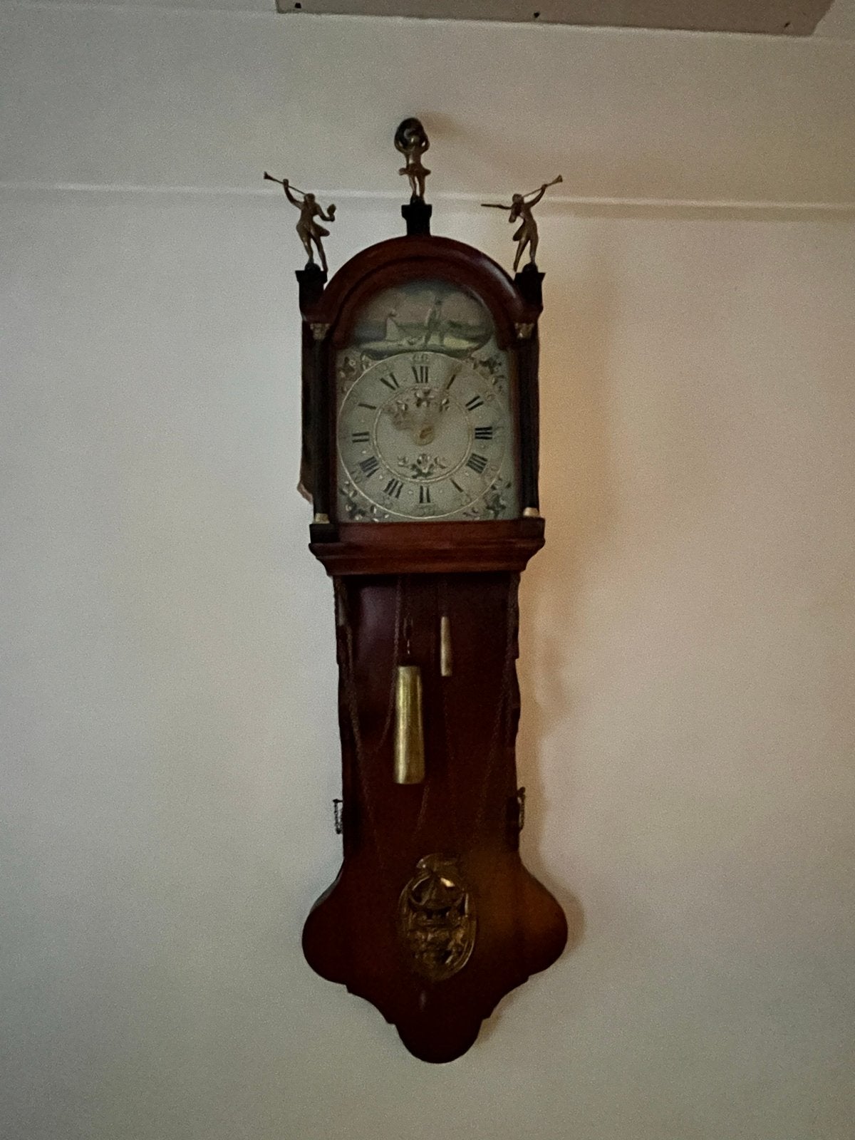 Antieke Friese Staartklok - 19e Eeuw (ca. 1850) Man met zeis, Ophalen