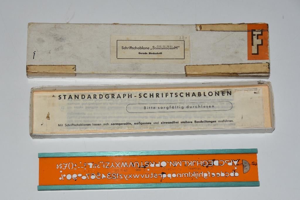 Antieke Standardgraph sjabloon letters tekenen cijfers, Verzenden
