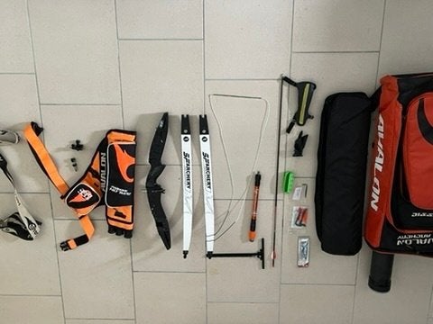 Complete linkshandige recurve handboog set te koop, Ophalen, Zo goed als nieuw, Recurveboog