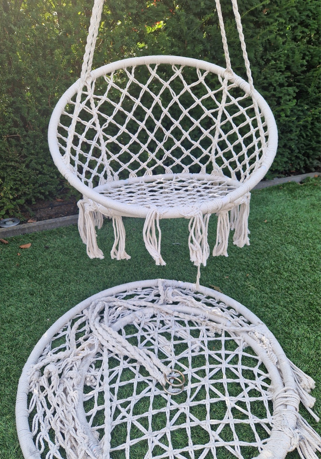 2 macramé hangstoelen, Ophalen, Binnen