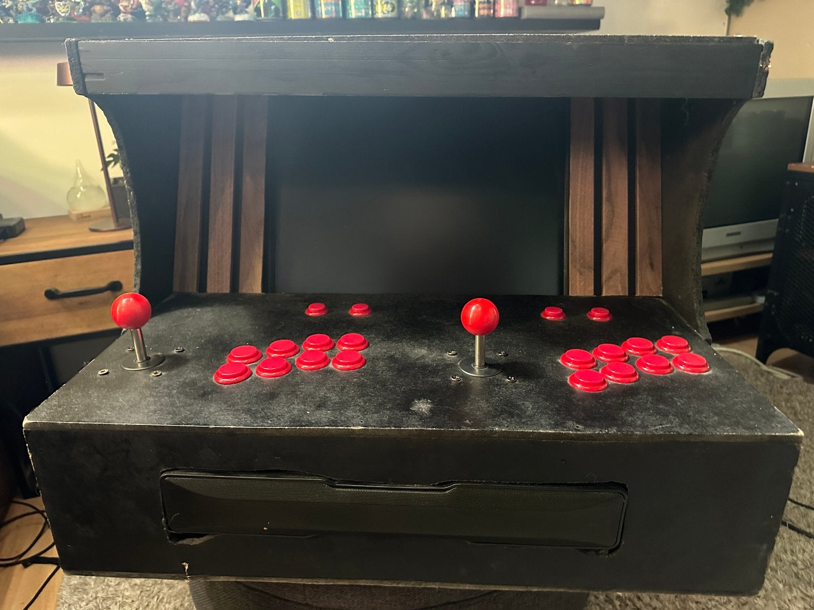 Zelfbouw arcade game kast – LCD scherm, joysticks & knoppen, Ophalen, 2 spelers, Eén computer, Zo goed als nieuw