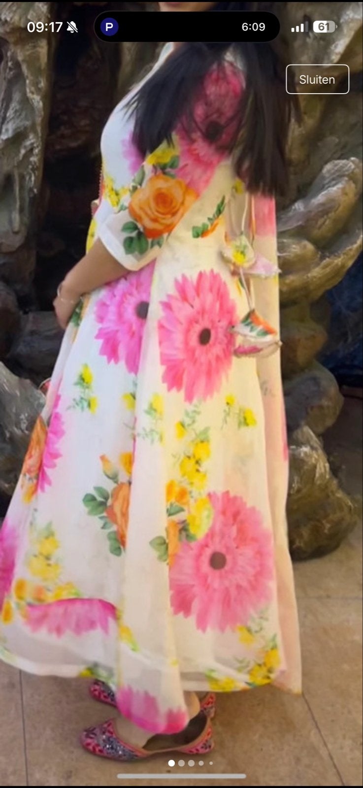 Indiase kleding met bloemenprint - Maat M, Ophalen of Verzenden, Zo goed als nieuw, Maat 38/40 (M), Meerkleurig