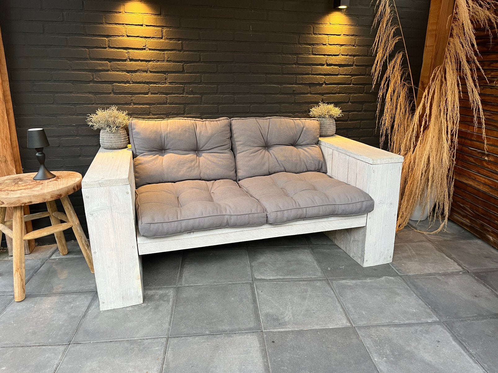 Mooie tuinbank met kussens, Tuin en Terras, Ophalen, Gebruikt, Hout