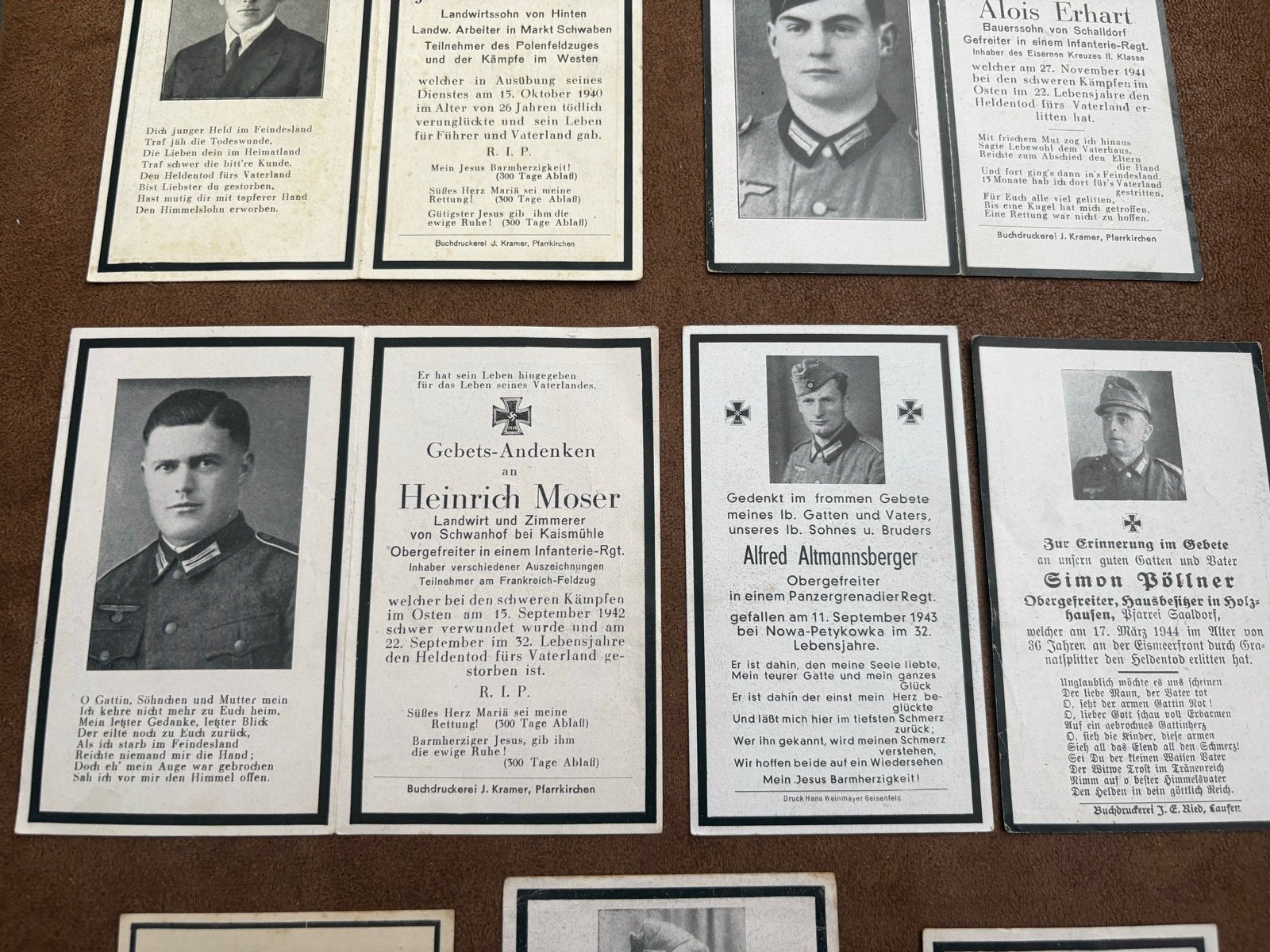 8 Gebeds-Andenken WOII - Duitse herdenkingskaarten, Ophalen of Verzenden, Landmacht, Duitsland, Foto of Poster