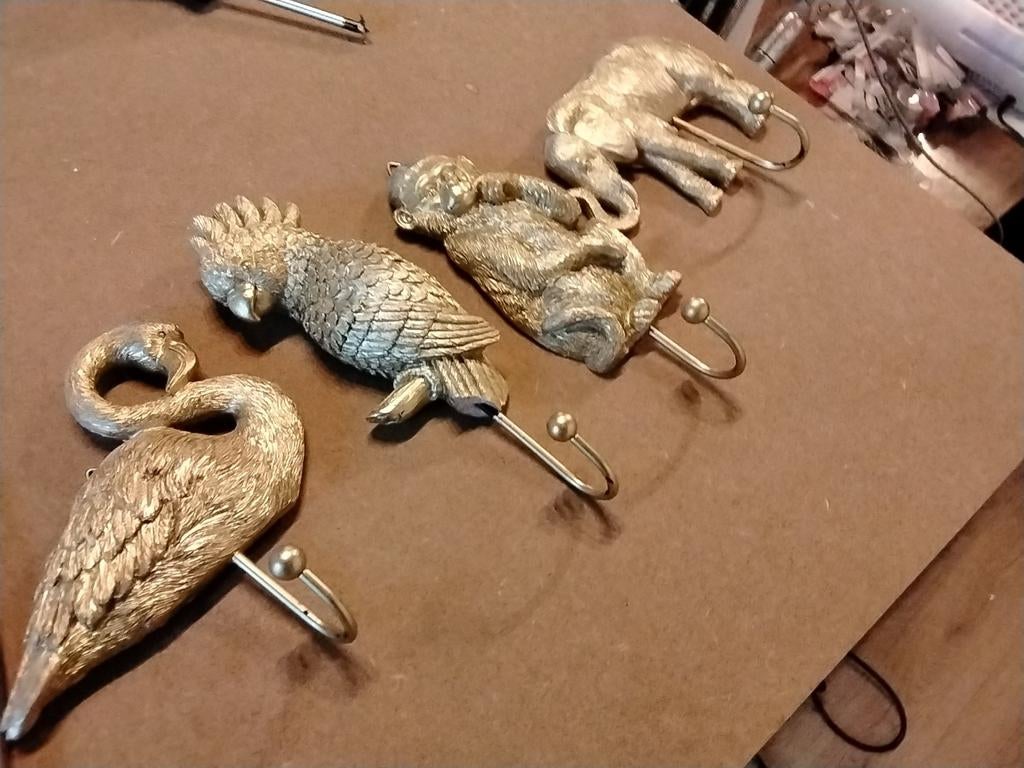 Decoratieve wandhaken - Flamingo, Kaketoe, Aap, Olifant, Huis en Inrichting, Woonaccessoires | Kapstokken, Gebruikt, Wandhaken