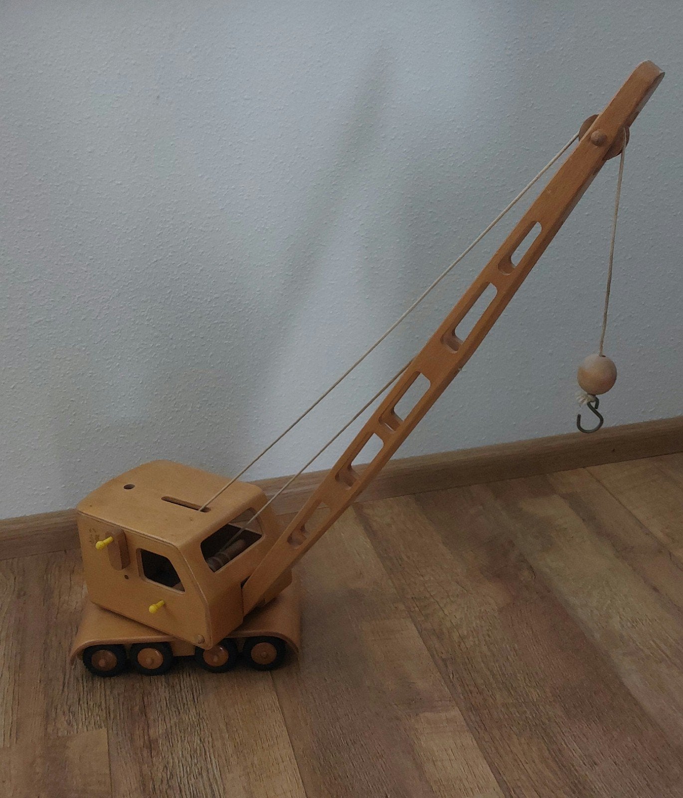 Houten Speelgoed Kraanwagen - Vintage Stijl, Ophalen, Gebruikt, Rij- of Hobbelspeelgoed