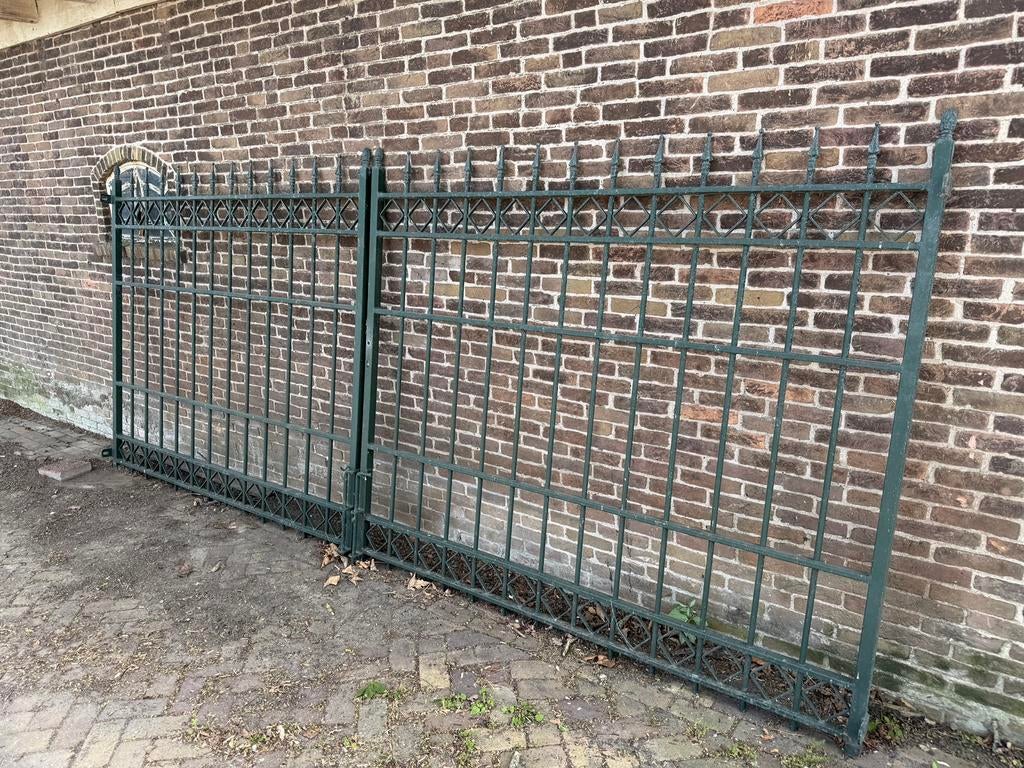 Sierhekwerk poort gegalvaniseerd 420 x 189 groen, Ophalen, Met poort, Zo goed als nieuw, Sierhekwerk