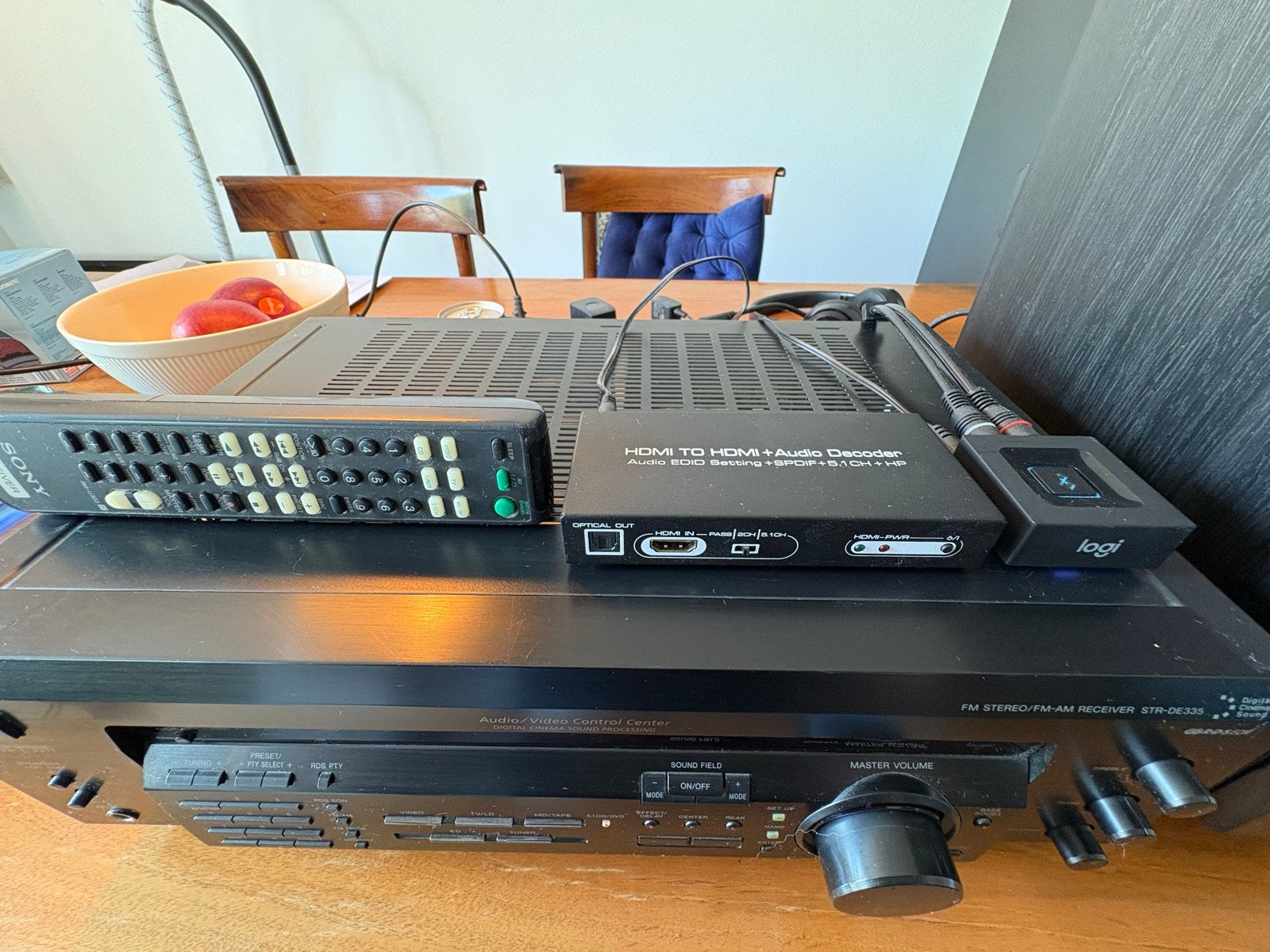 Sony STR-DE335 5.1 Versterker met Wharfedale Subwoofer, Gebruikt, Ophalen of Verzenden, 60 tot 120 watt, Sony