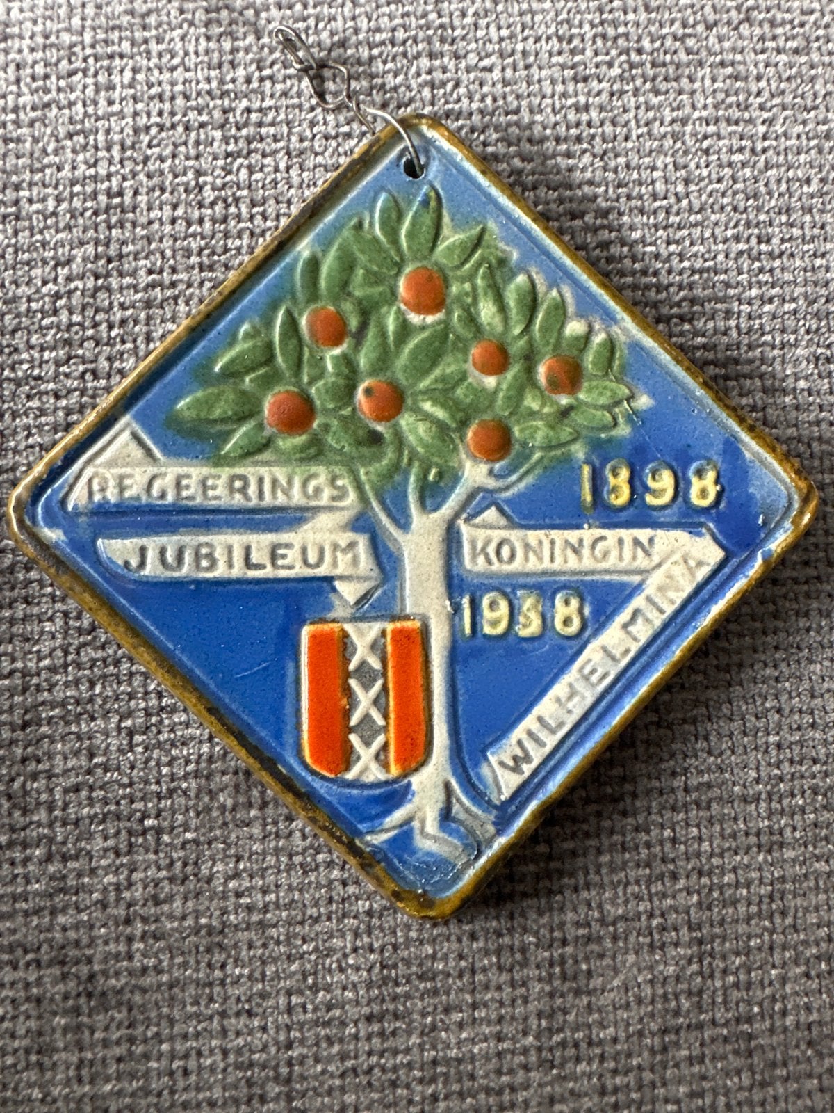 Tegeltje Regeringsjubileum Koningin Wilhelmina 1898-1938, Ophalen of Verzenden
