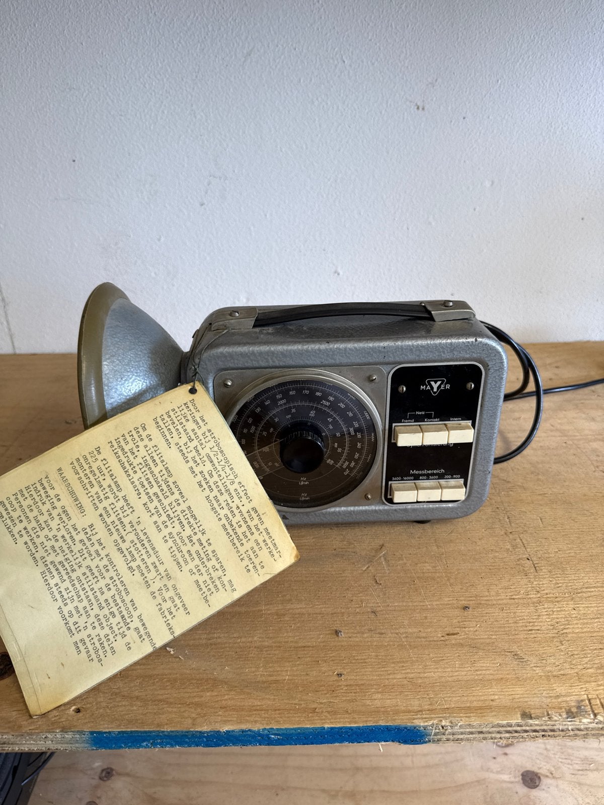 Vintage Mayer Touro-Strob Stroboscoop met Handleiding, Ophalen of Verzenden