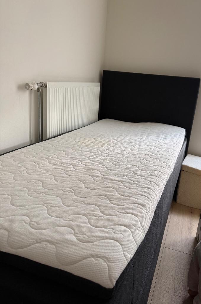 SNEL OPHALEN 1 persoons boxspring zwart, Ophalen, Gebruikt, 90 cm, Eenpersoons