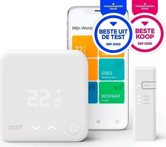 NIEUW Tado V3+ bridge, Thermostaat, Radiatorknop,, Doe-het-zelf en Verbouw, Ophalen of Verzenden, Slimme thermostaat, Nieuw