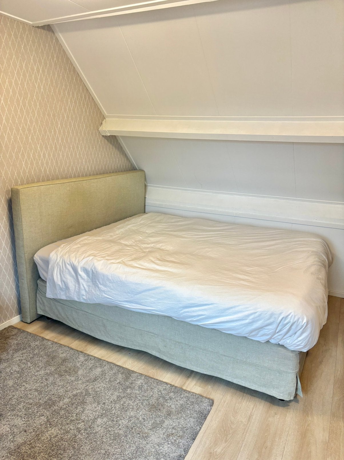 BOXSPRING TAUPE 160x210, Ophalen, Beige, Tweepersoons, Zo goed als nieuw
