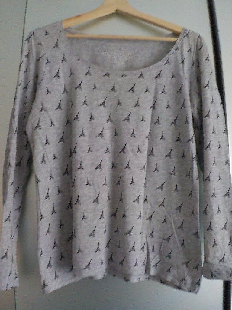 Grijs T-shirt Maat 42 | Lange Mouw  Eiffeltoren Parijs Print, Kleding | Dames, Maat 42/44 (L), Ophalen of Verzenden, Lange mouw
