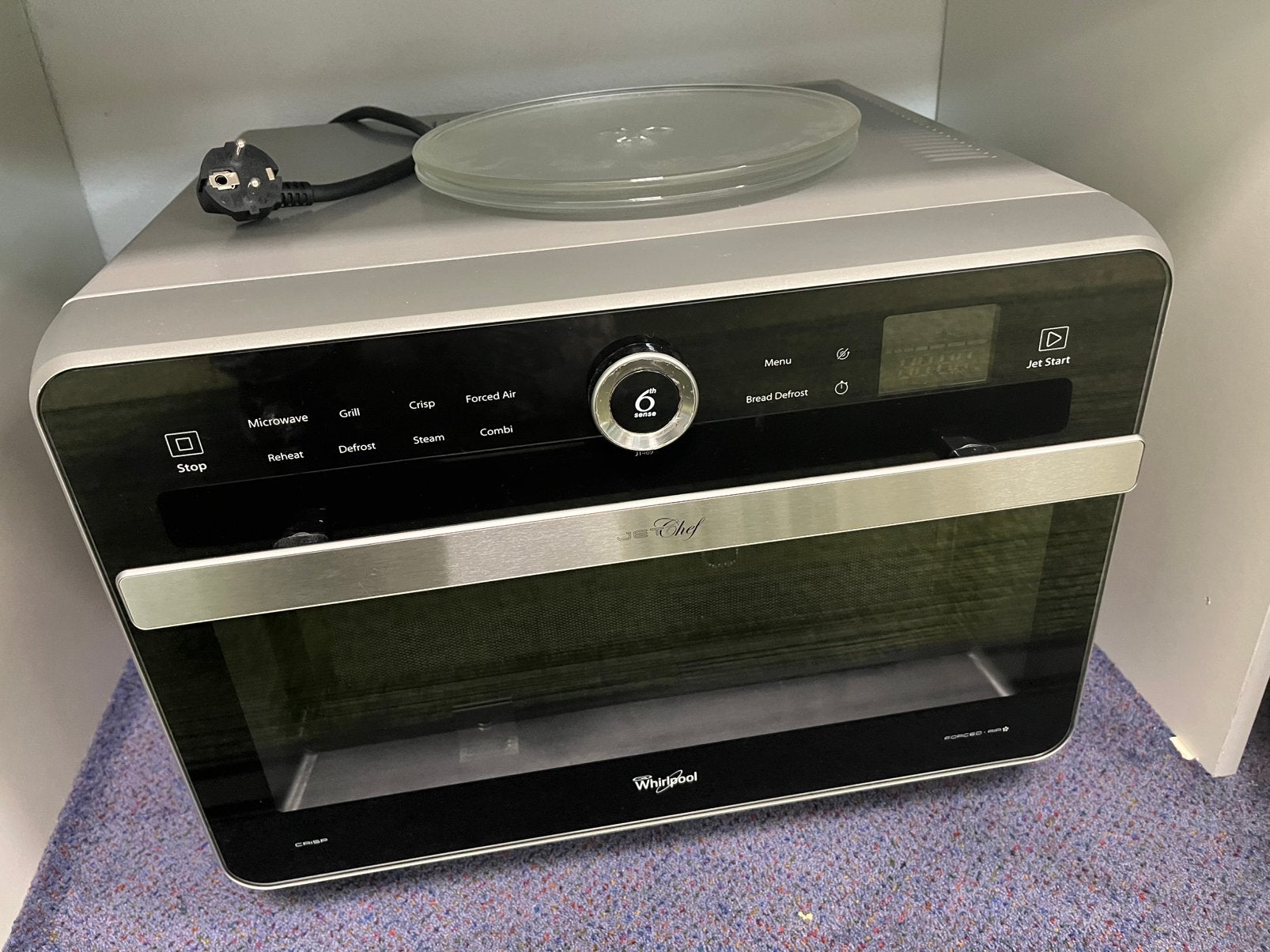 Whirpool combimagnetron in goede staat, Witgoed en Apparatuur, Ophalen, Combimagnetron, Gebruikt, Draaiplateau
