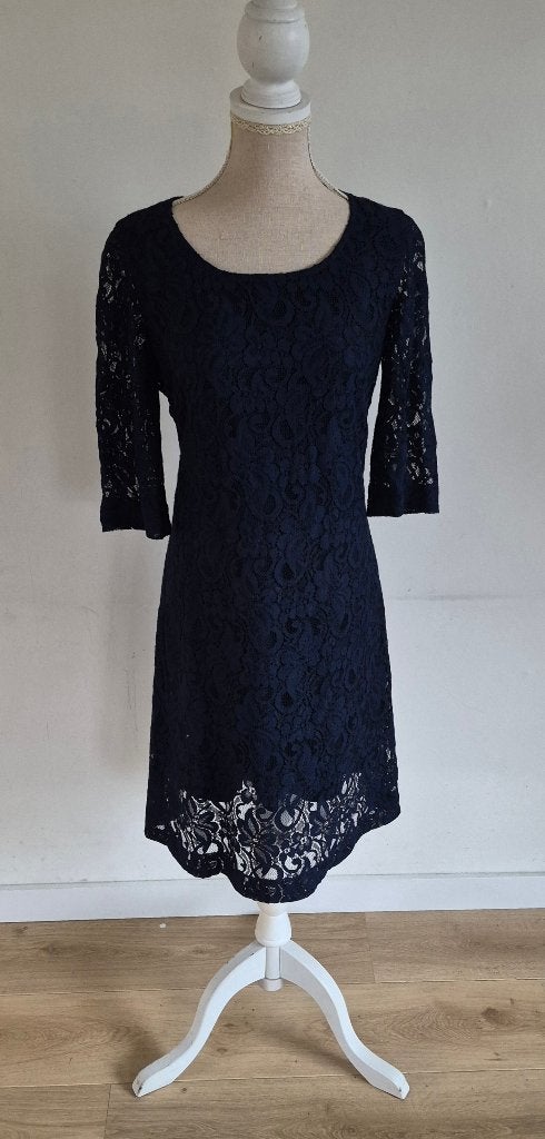 LaDress jurk donkerblauw L, Verzenden, Zo goed als nieuw, Blauw, Knielengte