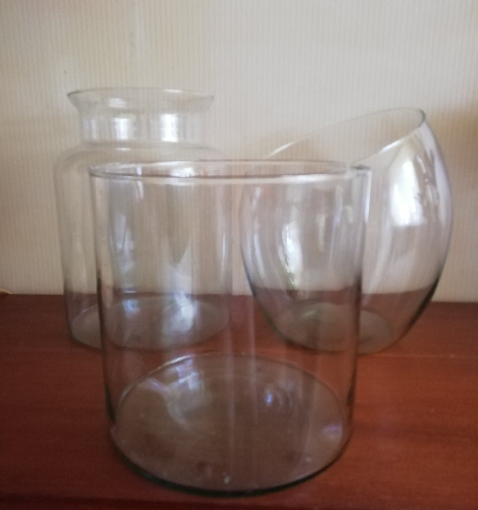 3 Grote glazen vazen , samen voor €7,50 !!, Ophalen, Transparant, 25 cm, Geschikt voor droogbloemen