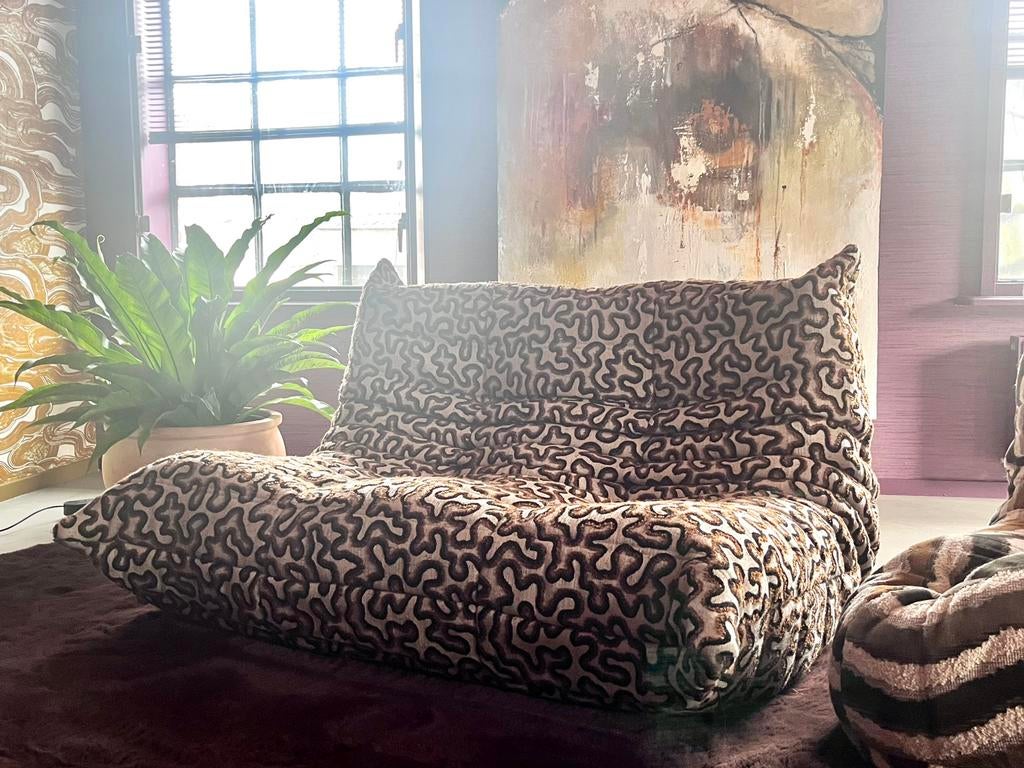 Ligne Roset Togo 2-zitsbank in unieke stof, Ophalen, 100 tot 125 cm, 150 tot 200 cm, Tweepersoons