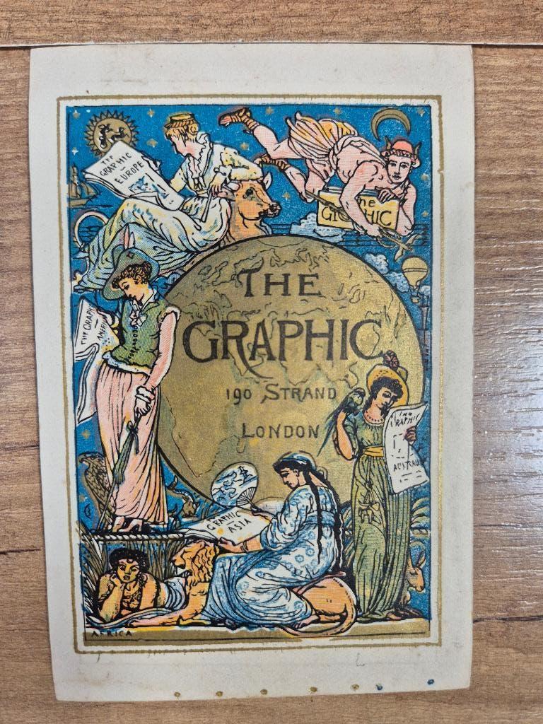 Oud Franse reclamekaart The Graphic geïllustreerd weekblad, Ophalen of Verzenden, Voor 1920, Ongelopen, Politiek en Historie