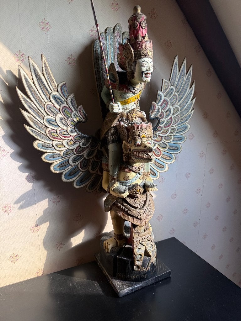 Gedetailleerd Balinees Garuda Houtsnijwerk, Handgemaakt, Beeld, Hout, Azië