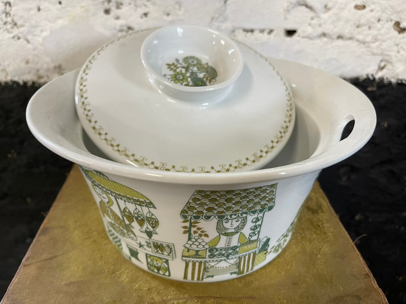 vintage Figgjo Flint Turi Market serveerschaal met deksel, Gebruikt, Keramiek, Ophalen of Verzenden, Schaal of Schalen