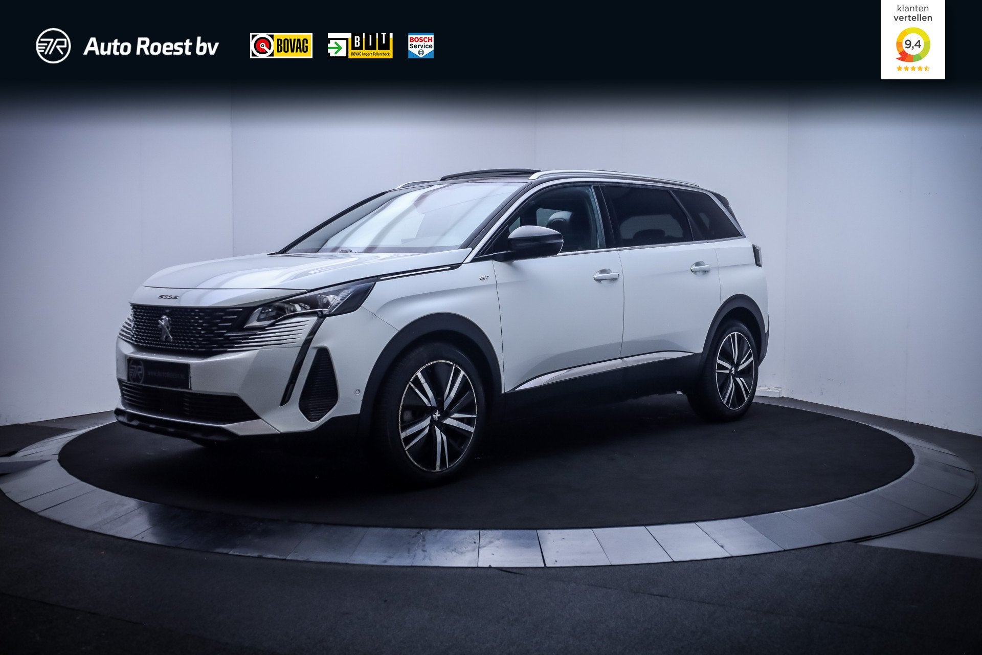 Peugeot 5008 1.6T 180Pk GT-Pack Business PANO | LUXE LEDER |, Dealer onderhouden, Gebruikt, Zwart, 4 cilinders