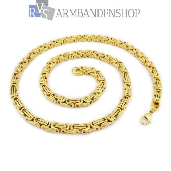 rvs goud koningsschakel konings ketting 70 cm 5, 7, 9 mm., Verzenden, Nieuw, Goud, Overige materialen