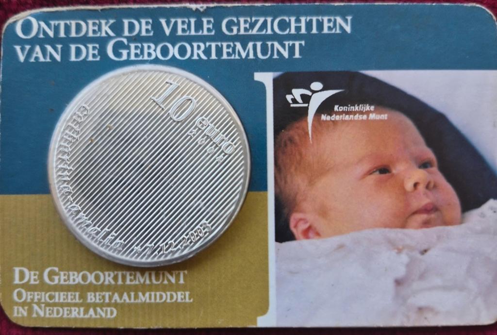 Zilveren Geboortemunt Prinses Amalia 2003 - 10 Euro, Postzegels en Munten, Munten | Nederland, Koningin Beatrix, Euro's, Ophalen of Verzenden